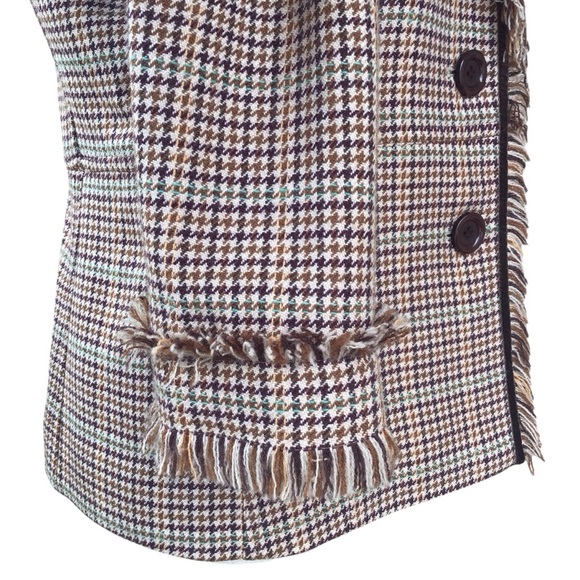 Adec2 by Phillipe Wool Houndstooth Fringe Trim Blazer - Picture 7 of 9